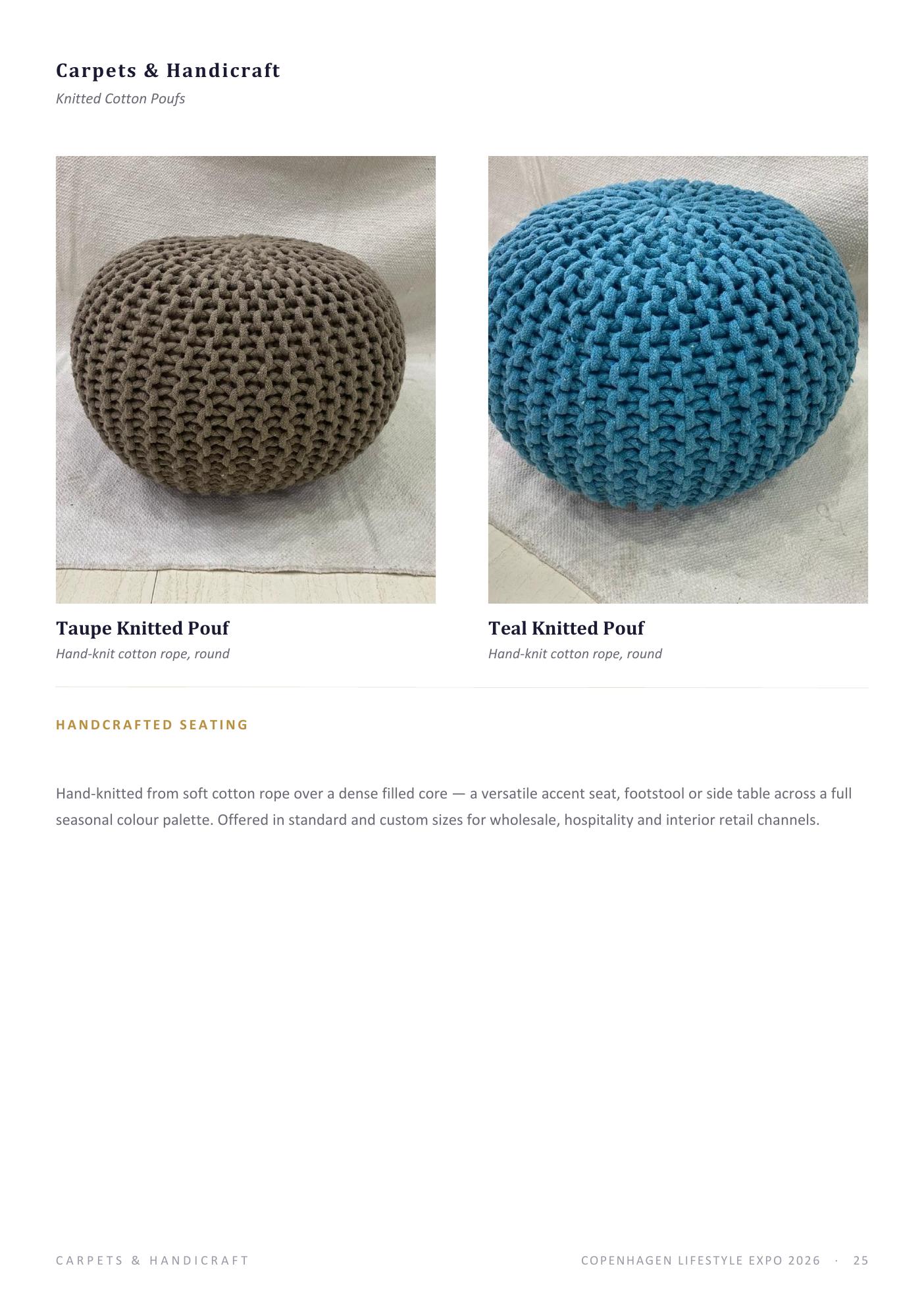 Handcrafted seating